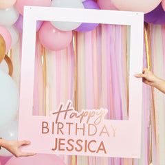 personalised-happy-birthday-photo-booth-selfie-frame-rose-gold-party|MIX111|Luck and Luck| 1