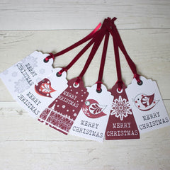 christmas-tags-merry-christmas-with-birds-snowflake-x-6-xmas-gift-tags|LLTAWBIRD|Luck and Luck|2