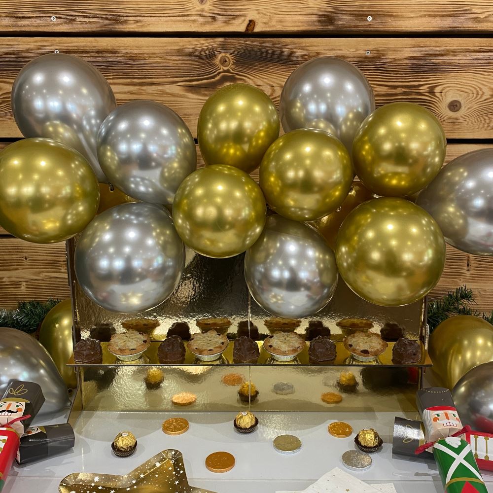 gold-party-treat-stand-gold-silver-balloons-wedding-christmas-party|LLWWNAVY227|Luck and Luck| 1