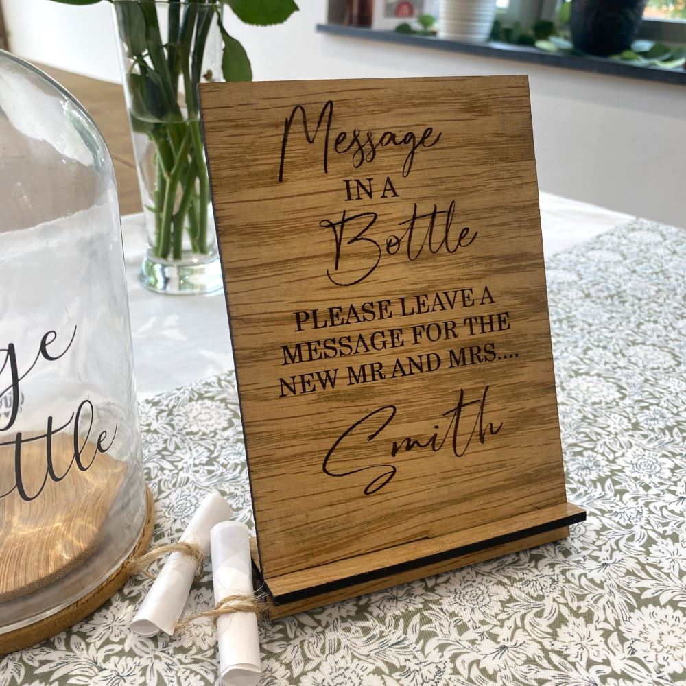 message-in-a-bottle-wedding-guest-book-with-personalised-wooden-sign|LLWWBRA315P|Luck and Luck| 3