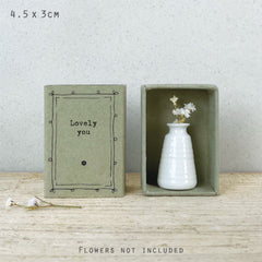 east-of-india-porcelain-mini-matchbox-vase-lovely-you-keepsake-gift|5831|Luck and Luck| 1