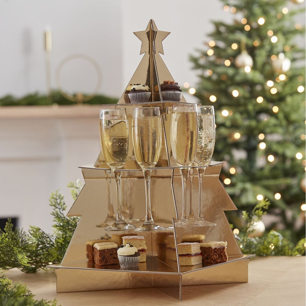 treat-and-drinks-stand-3d-gold-christmas-tree-shaped-stand|RED-566|Luck and Luck| 1