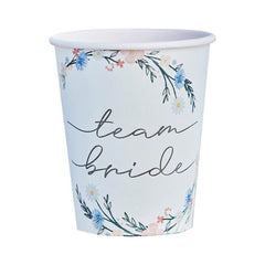team-bride-floral-paper-party-cups-x-8|BOHO-309|Luck and Luck|2
