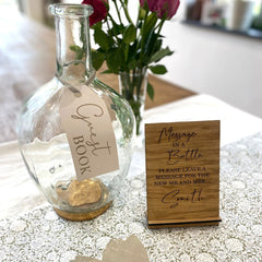 alternative-guest-book-vase-with-leaf-notes-personalised-wood-sign|LLWWSW835P|Luck and Luck| 1