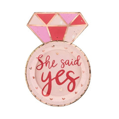 she-said-yes-ring-paper-hen-party-plates-x-6|TPP81|Luck and Luck|2