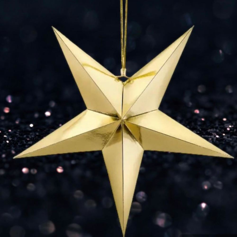 gold-paper-hanging-star-decoration-45cm-christmas-wedding|GWP1-45-019M|Luck and Luck| 1