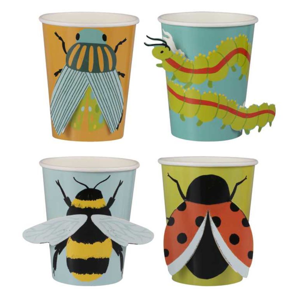 bug-insect-childrens-party-pop-out-3d-paper-cups-x-8|BUG-103|Luck and Luck|2