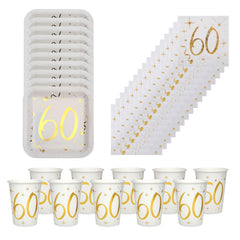gold-60th-party-pack-with-plates-napkins-and-cups|LLGOLD60PP|Luck and Luck| 1