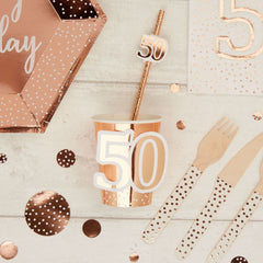 rose-gold-50th-birthday-party-paper-cups-x-8|778074|Luck and Luck| 1