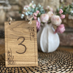 wooden-oak-veneer-table-number-design-3-wedding-events|LLWWTABNUMD3SMALL|Luck and Luck| 1