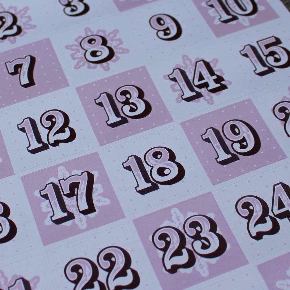 christmas-stickers-advent-christmas-stickers-pink-1-25-craft-x-35|LLXS12DAY6|Luck and Luck| 1