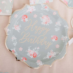 spring-roses-paper-birthday-party-plates-x-8|94037|Luck and Luck| 3