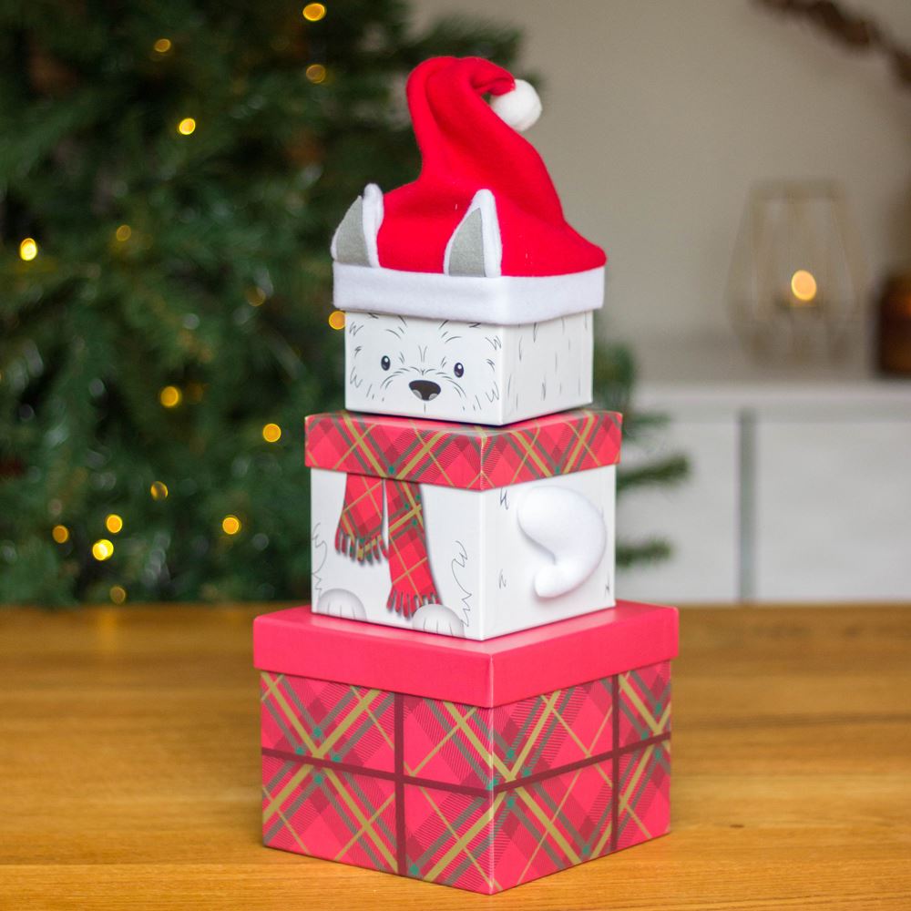 stackable-dog-christmas-gift-boxes-3-tier-nest-of-boxes|X-31094-BXC|Luck and Luck|2