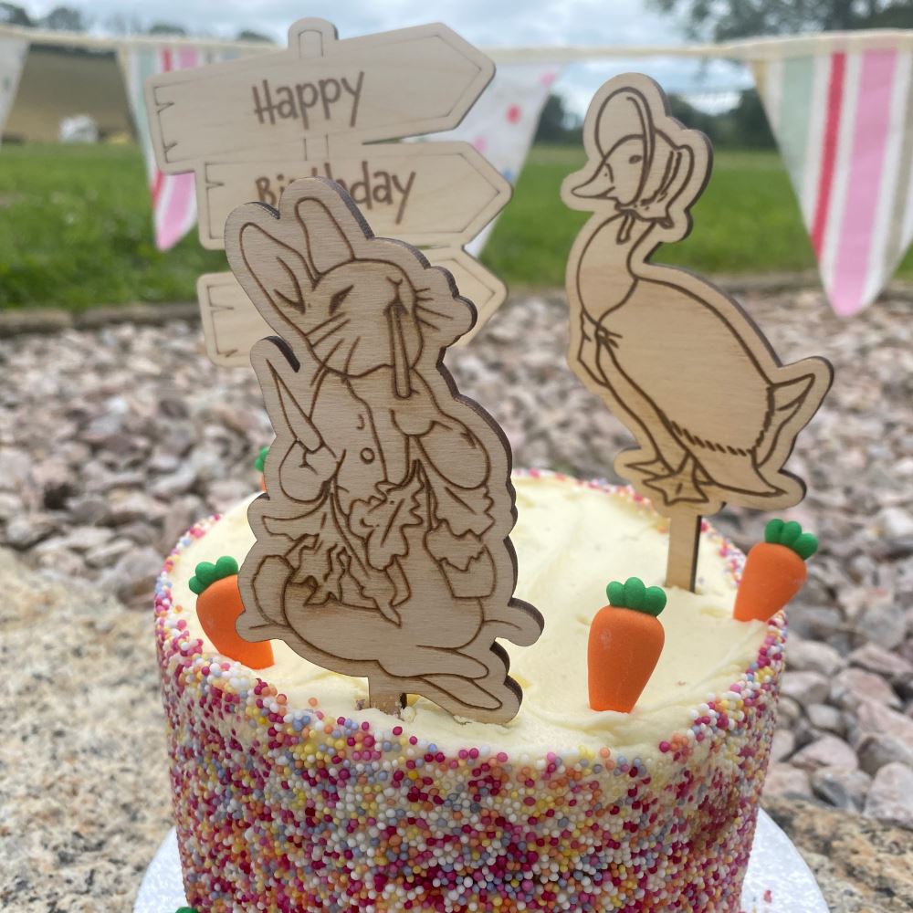 wooden-peter-rabbit-personalisable-cake-toppers-x-3|LLWWPRCTX3|Luck and Luck| 3