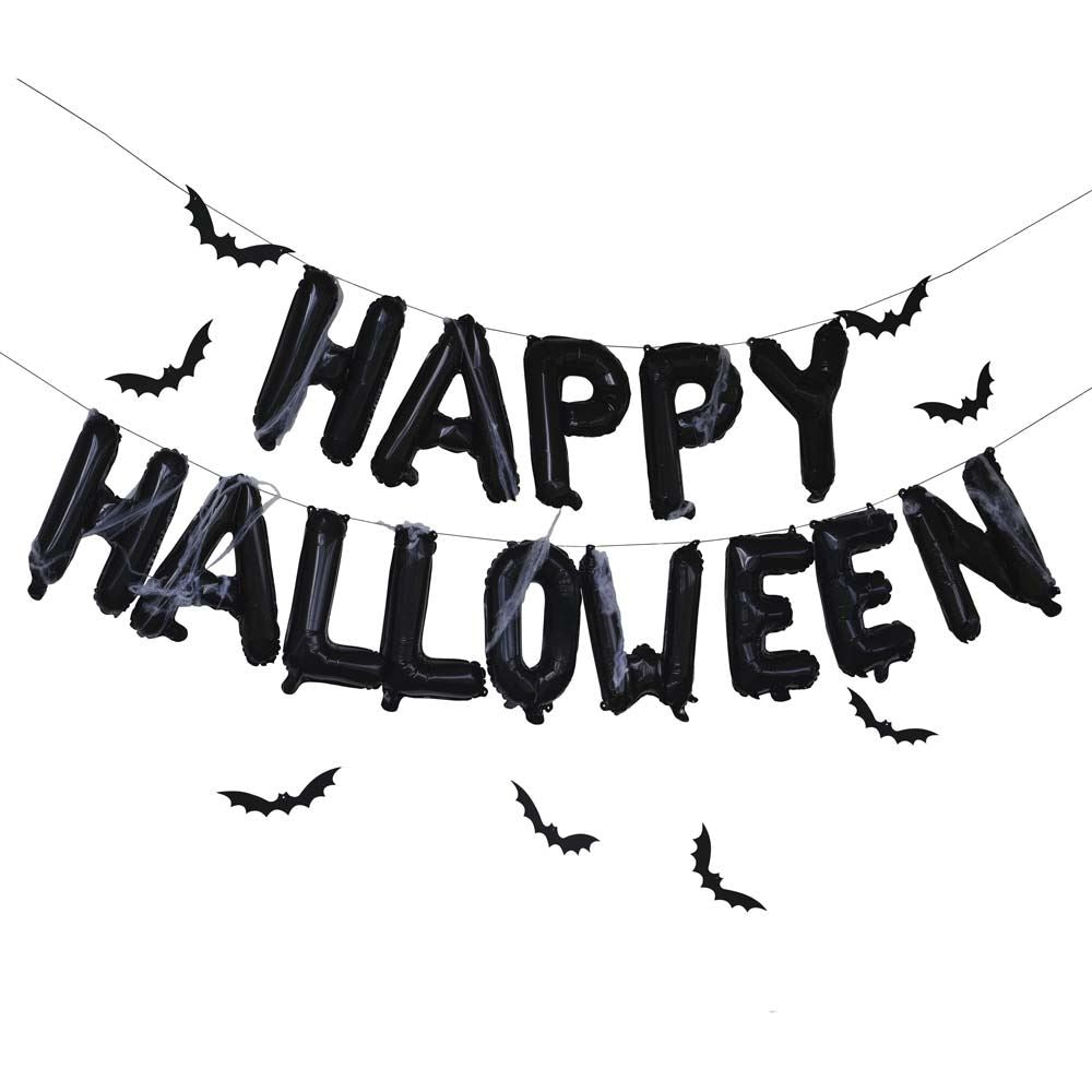 happy-halloween-balloon-bunting-with-hanging-bats-and-cobwebs|FN-100|Luck and Luck|2