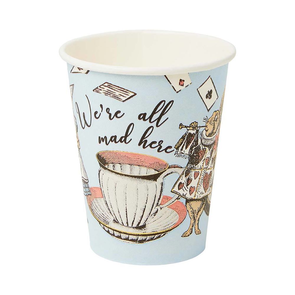 truly-alice-in-wonderland-blue-paper-cups-x-8|TSALICEV2CUP|Luck and Luck|2