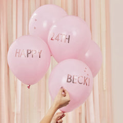 pink-and-rose-gold-personalised-party-balloons-kit-x-5|MIX156|Luck and Luck| 1