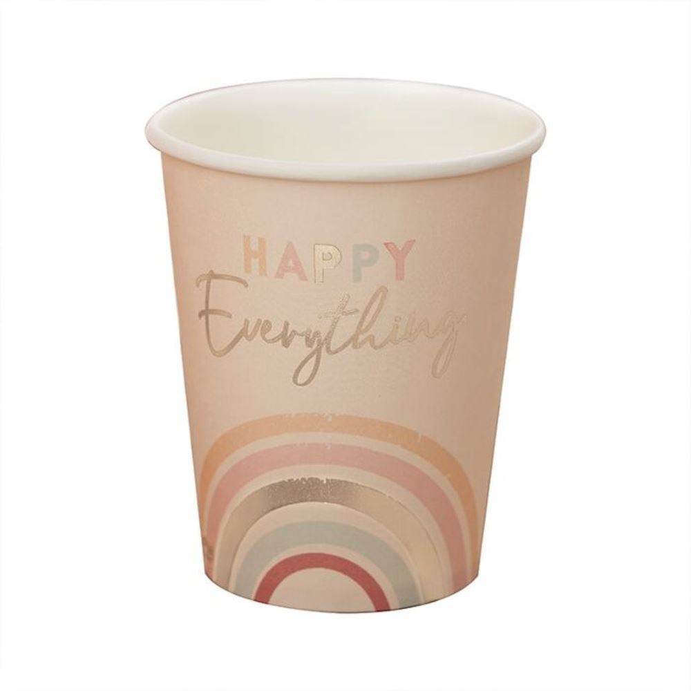 pastel-happy-everything-gold-foiled-paper-party-cups-x-8|HAP-115|Luck and Luck|2
