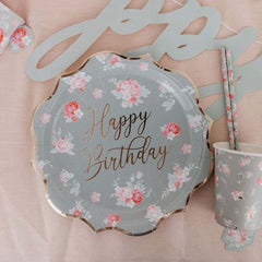 spring-roses-paper-birthday-party-plates-x-8|94037|Luck and Luck| 1