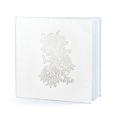 wedding-guest-book-white-with-peonies-in-silver-22-pages|KWAP49|Luck and Luck|2