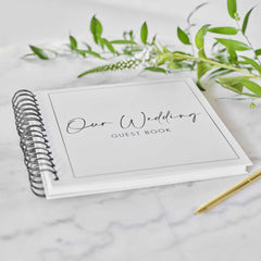 guest-book-black-and-white-ring-bound-guest-book-contemporary-wedding|BW-402|Luck and Luck| 1