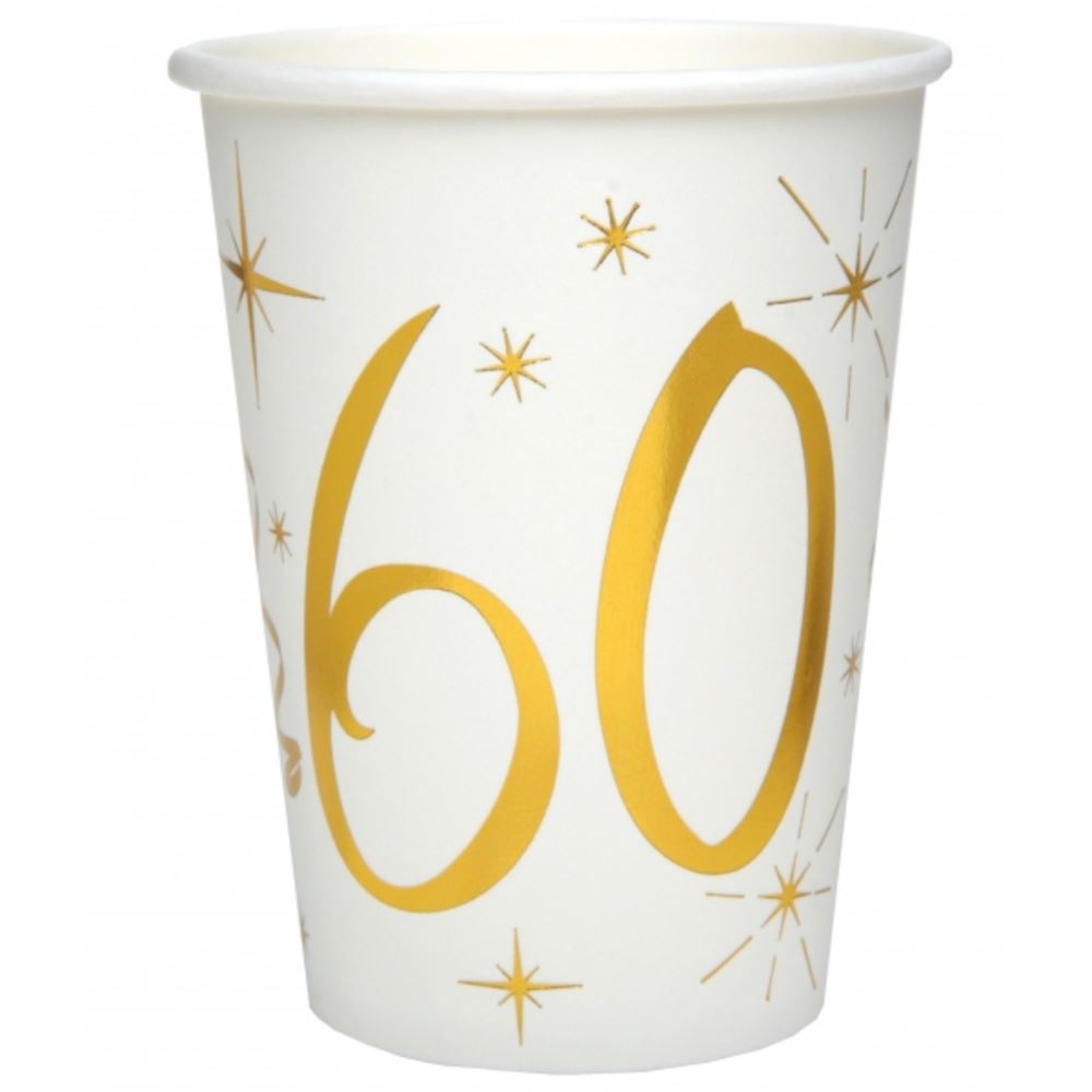 age-60-white-and-gold-paper-cups-x-10|615700000060|Luck and Luck| 1