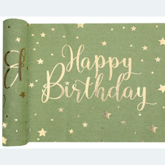 olive-green-happy-birthday-party-table-runner-3m|847300300103|Luck and Luck|2