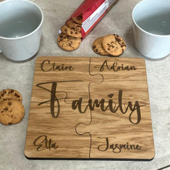 wooden-oak-personalised-family-jigsaw-coasters-gift-set-of-6|LLWWJIGSAWFAMCOASTERX6|Luck and Luck| 4