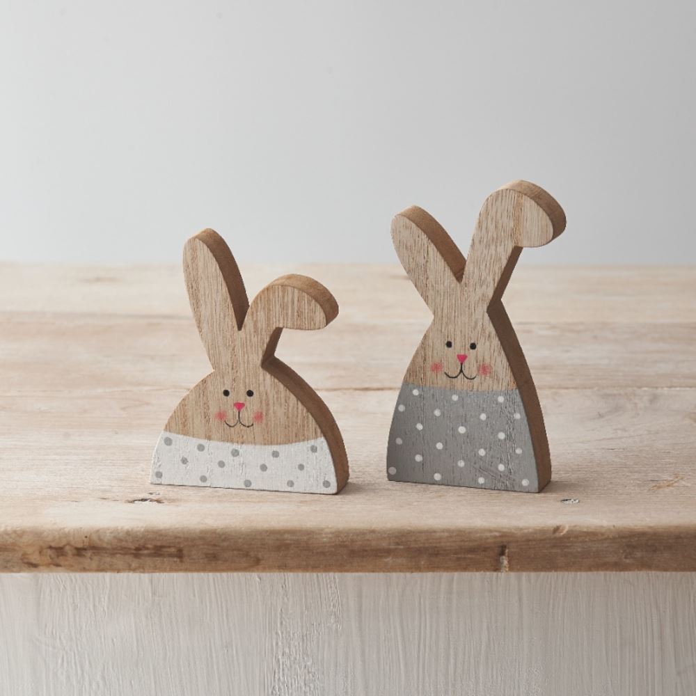 polka-dot-wooden-standing-rabbits-x-2-easter-shelfie|PL173486|Luck and Luck| 1