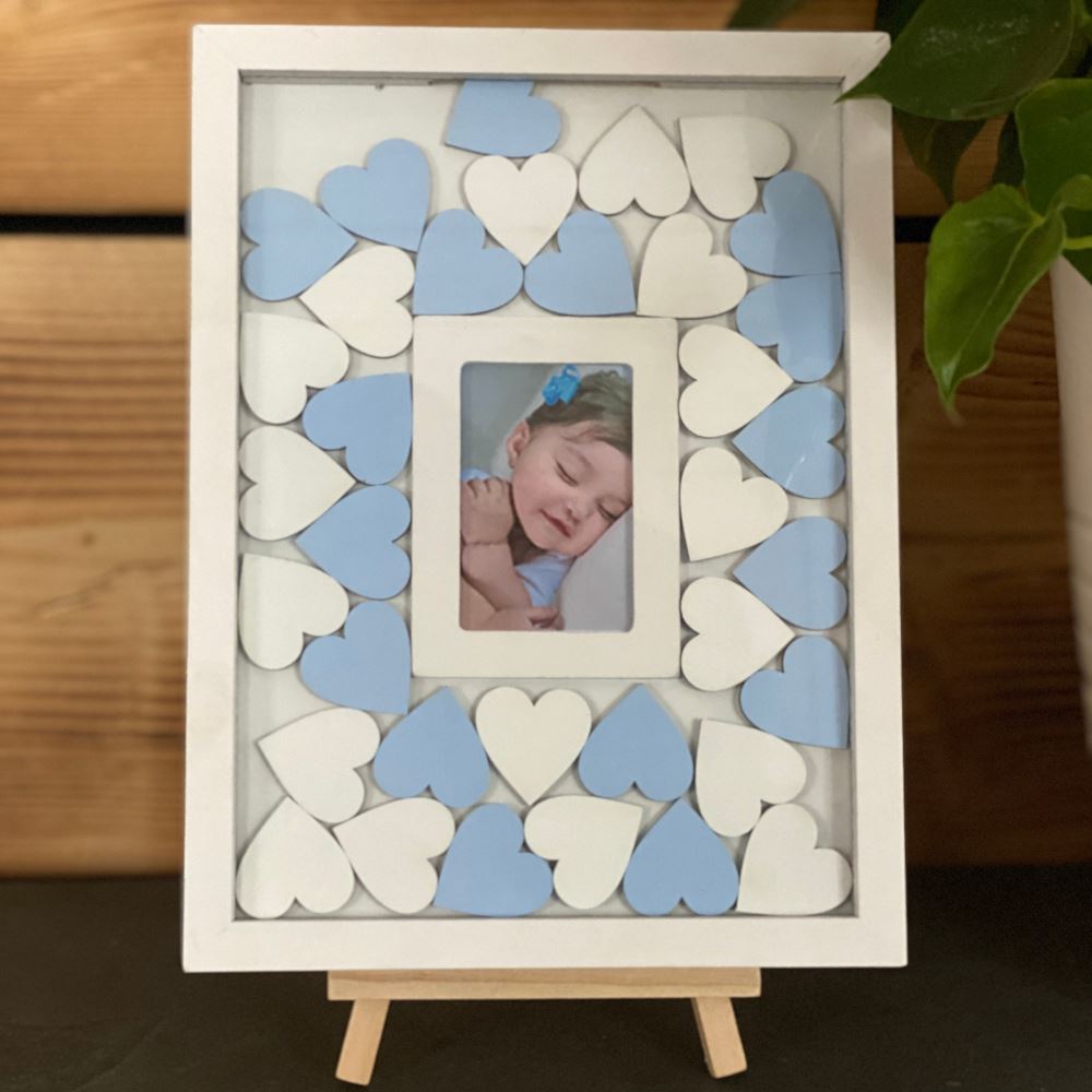 small-white-drop-top-frame-35-wooden-hearts-easel-guest-book-idea|LLDROPTOPHEARTWH|Luck and Luck| 1