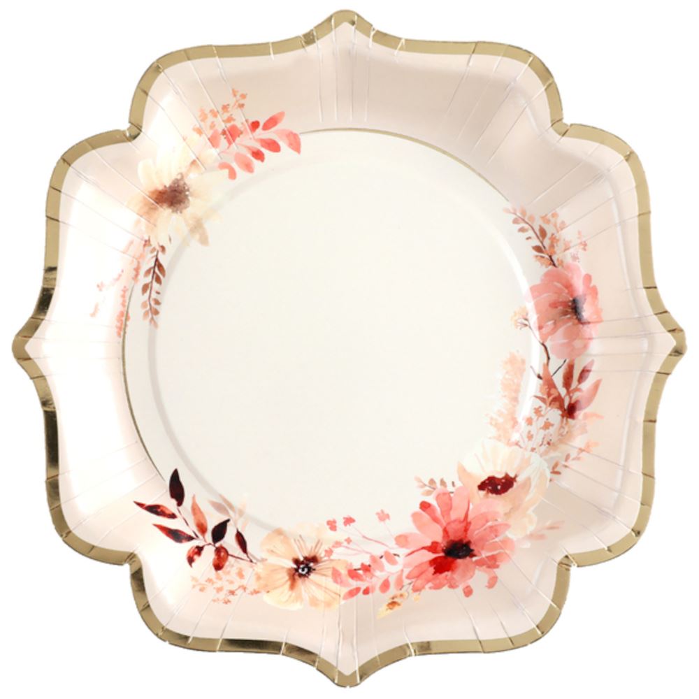 botanical-floral-gold-foiled-paper-plates-x-10|833300000025|Luck and Luck|2