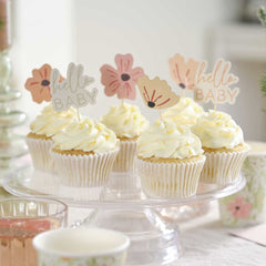 floral-baby-shower-cupcake-cake-toppers-x-12|FLB-103|Luck and Luck| 1