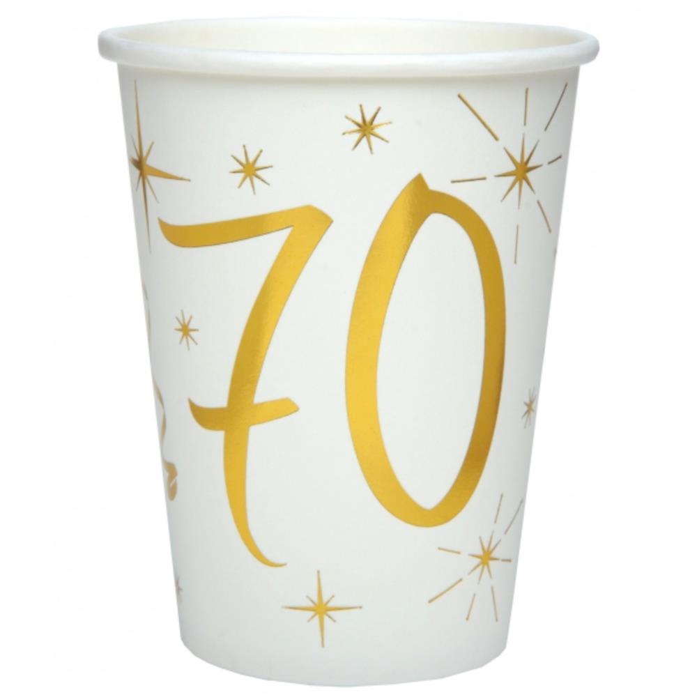 age-70-white-and-gold-paper-cups-x-10|615700000070|Luck and Luck| 1