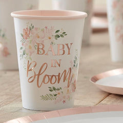 baby-in-bloom-floral-baby-shower-paper-party-cups-x-8|BL-116|Luck and Luck| 1