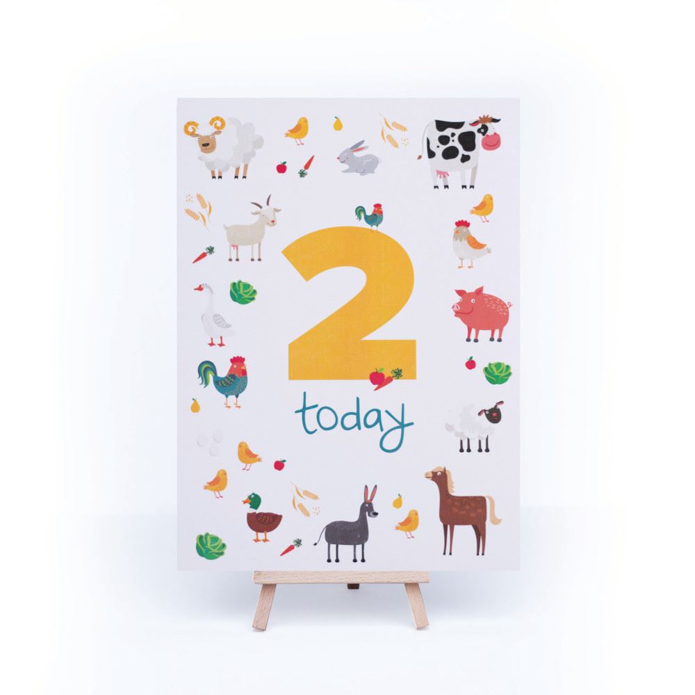 farmyard-animal-age-2-birthday-sign-and-easel|LLSTWFARM2A4|Luck and Luck| 3