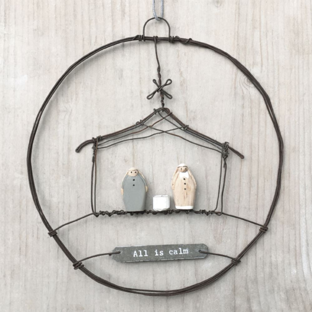 east-of-india-small-hanging-metal-wreath-nativity|3488|Luck and Luck| 1