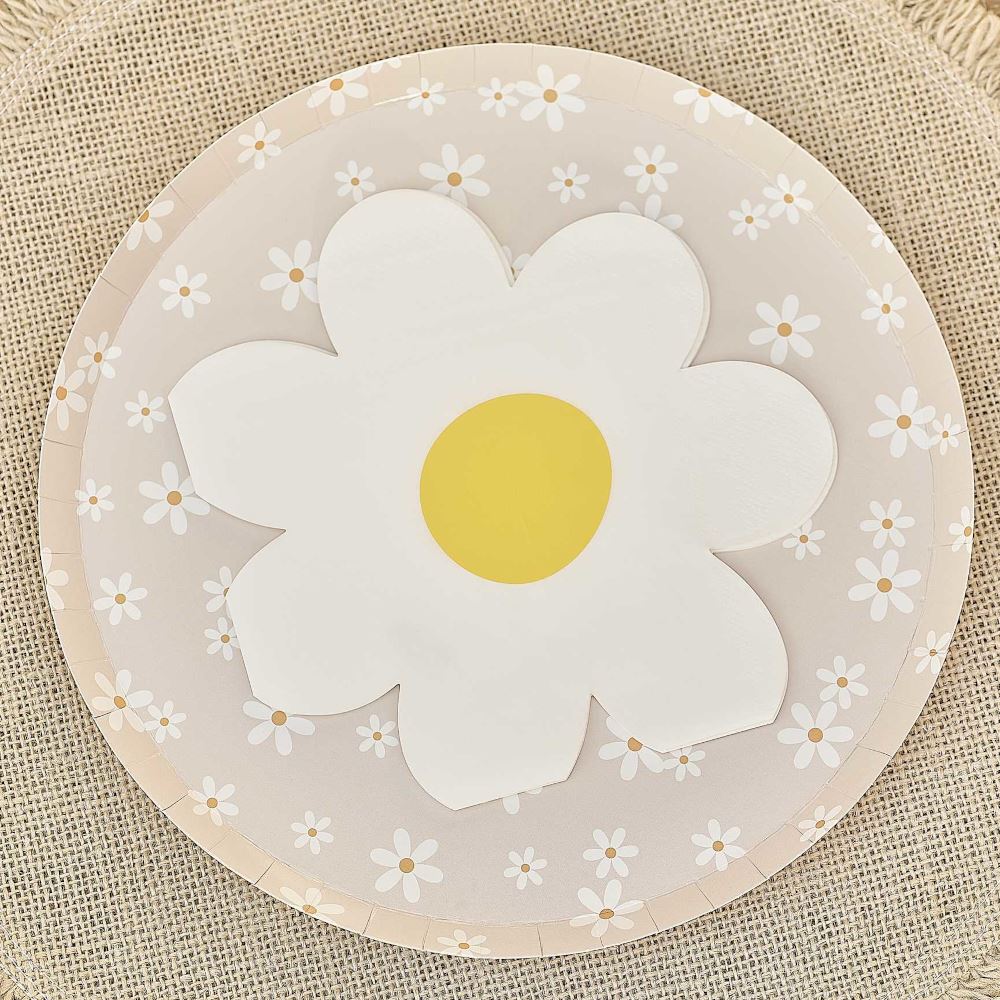 white-daisy-floral-paper-party-napkins-x-16|DAI-107|Luck and Luck| 1