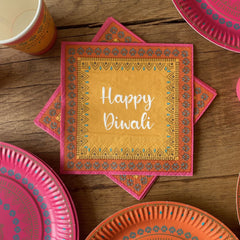 yellow-happy-diwali-paper-party-napkins-20-pack|SPICE-NAPKIN-DIWALI|Luck and Luck| 1