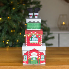 stackable-santa-s-grotto-scene-christmas-gift-boxes-3-tier-set|X-31097-BXC|Luck and Luck| 1