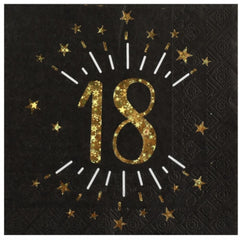 18th-birthday-black-gold-paper-party-napkins-x-20|679000000018|Luck and Luck| 1