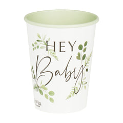 botanical-hey-baby-shower-paper-party-cups-x-8|BAB120|Luck and Luck|2