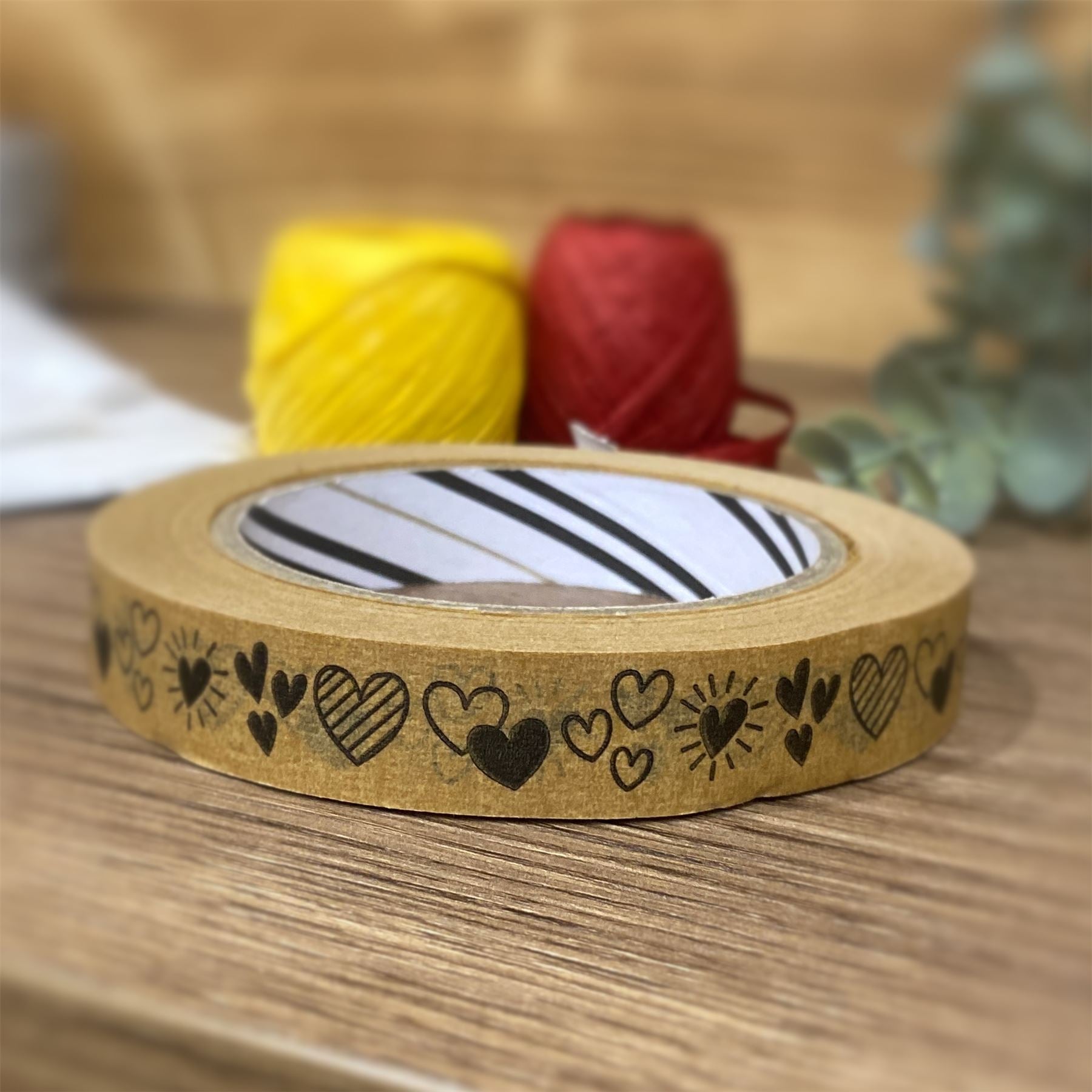 kraft-brown-hearts-gift-paper-tape-50m-eco-friendly-wrapping|LLTAPEHEARTS|Luck and Luck| 1