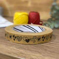 kraft-brown-hearts-gift-paper-tape-50m-eco-friendly-wrapping|LLTAPEHEARTS|Luck and Luck| 1