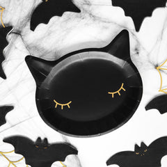 black-cat-halloween-paper-party-plates-x-6|TPP60|Luck and Luck| 1
