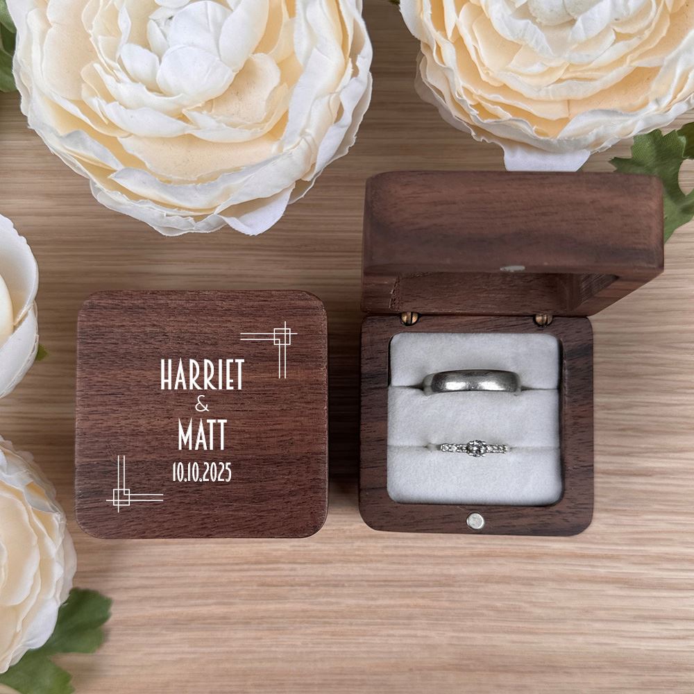 personalised-square-ring-box-2-ring-slots-white-insert-design-6|LLUVRB2WD6|Luck and Luck| 1