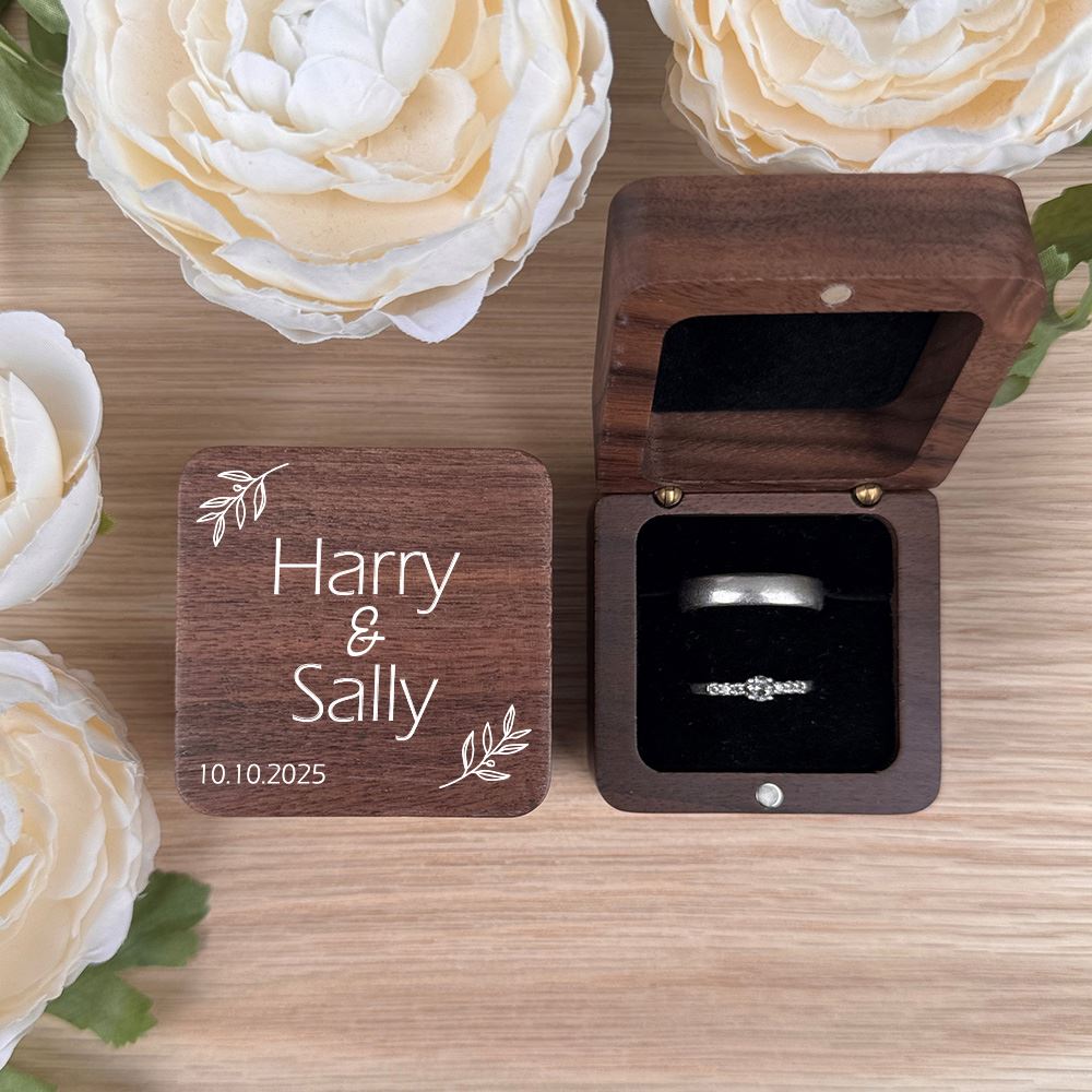 personalised-square-ring-box-2-ring-slots-black-insert-design-9|LLUVRB2BD9|Luck and Luck| 1