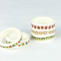 green-christmas-washi-paper-tape-x-5-decorative-craft-tape|XMAS005|Luck and Luck|2