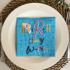 birthday-wish-turquoise-paper-party-lunch-napkins-large-x-20|L 957342|Luck and Luck|2