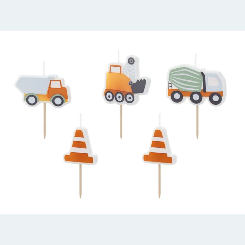 road-works-construction-party-truck-birthday-candles-x-5|SCS-16|Luck and Luck| 1