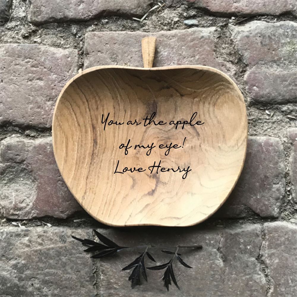 personalised-apple-shaped-wood-bowl-natural-trinket-holder|LLWW1459|Luck and Luck| 1